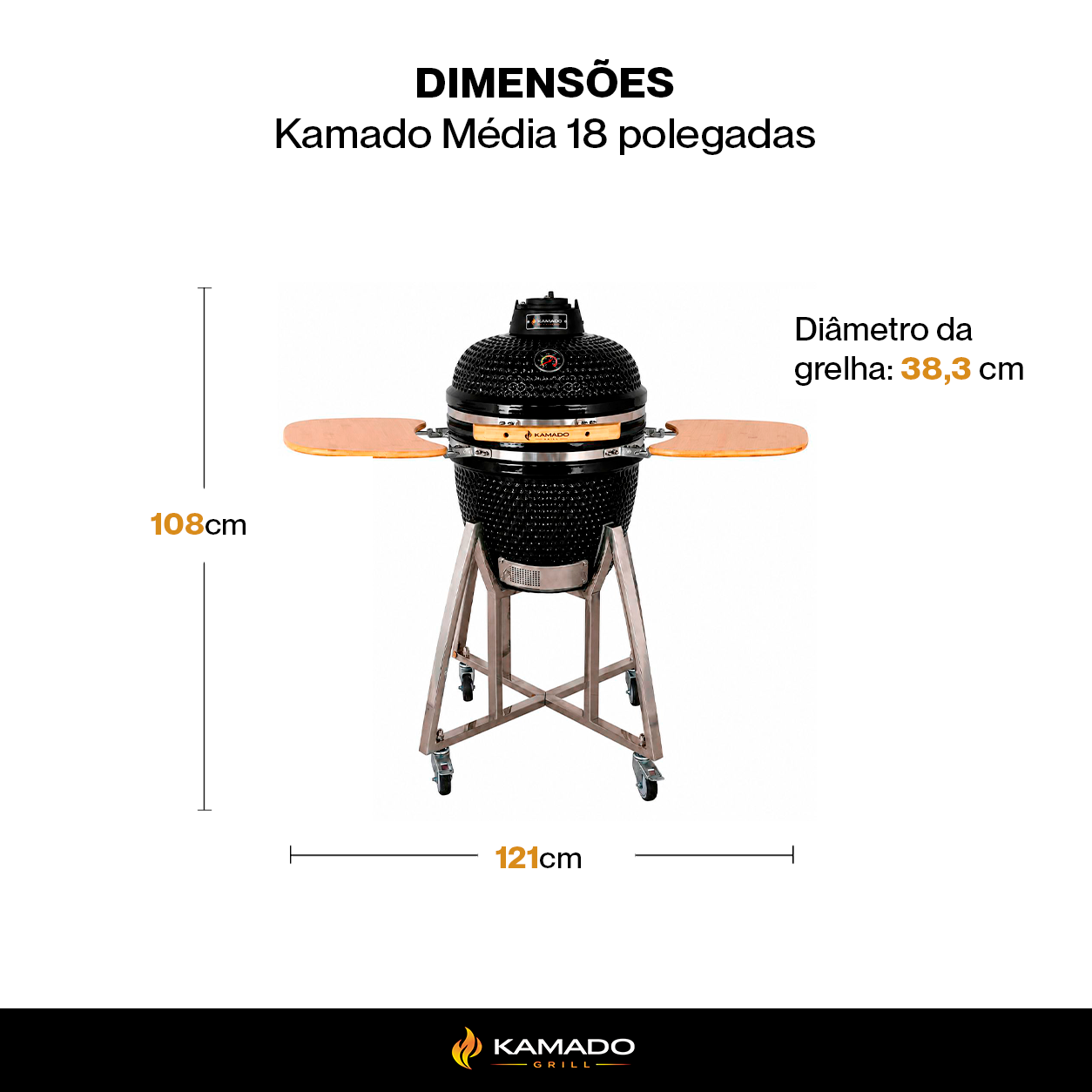 Churrasqueira Kamado Média 18 polegadas - Frete Grátis* - Pronta Entrega