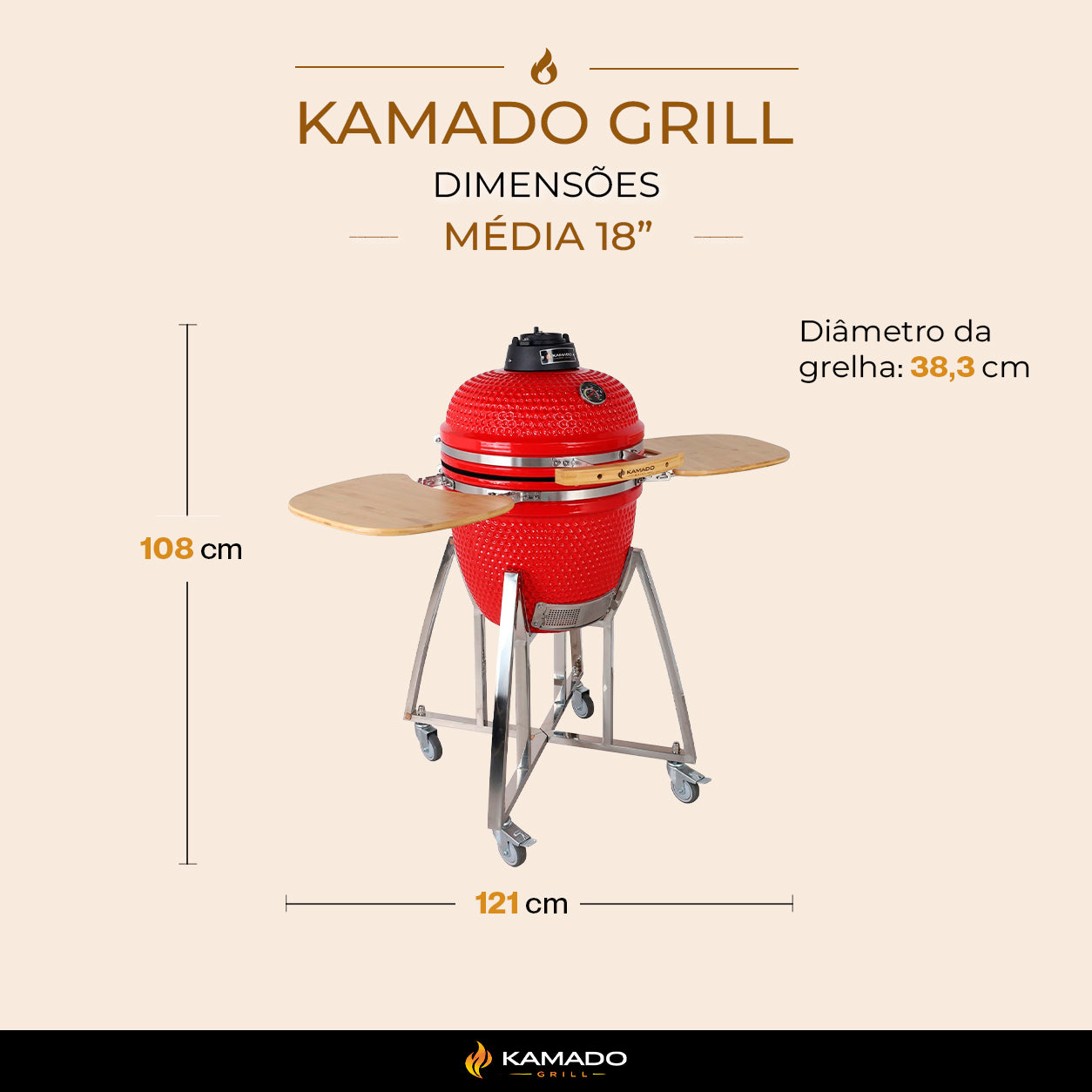 Churrasqueira Kamado Média 18 polegadas - Frete Grátis* - Pronta Entrega