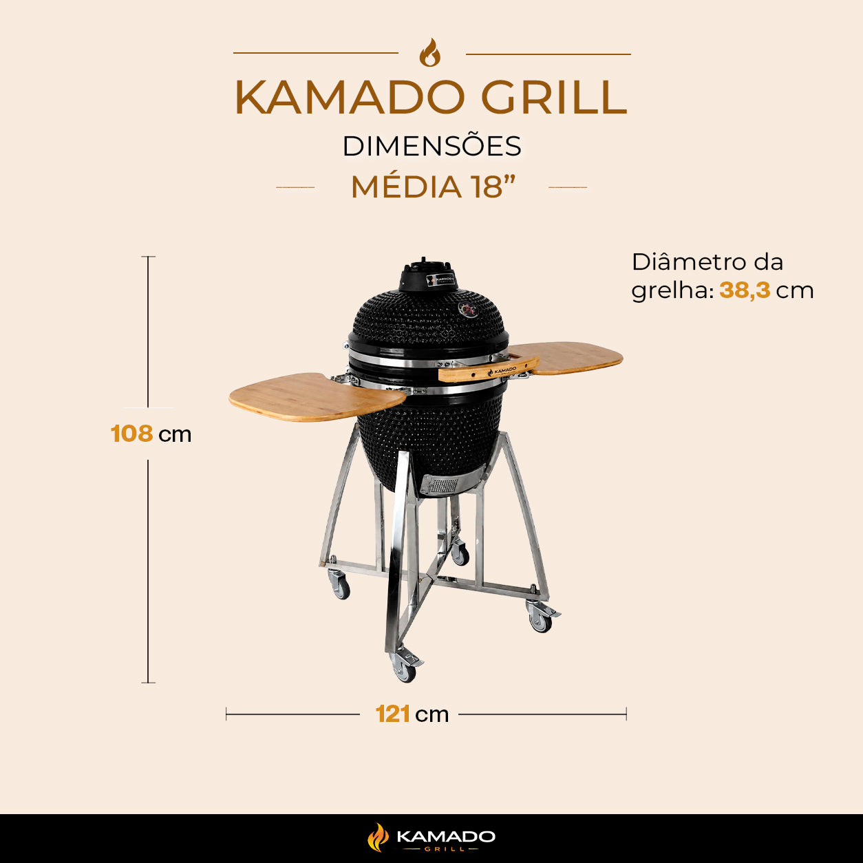 Churrasqueira Kamado Média 18 polegadas - Frete Grátis* - Pronta Entrega