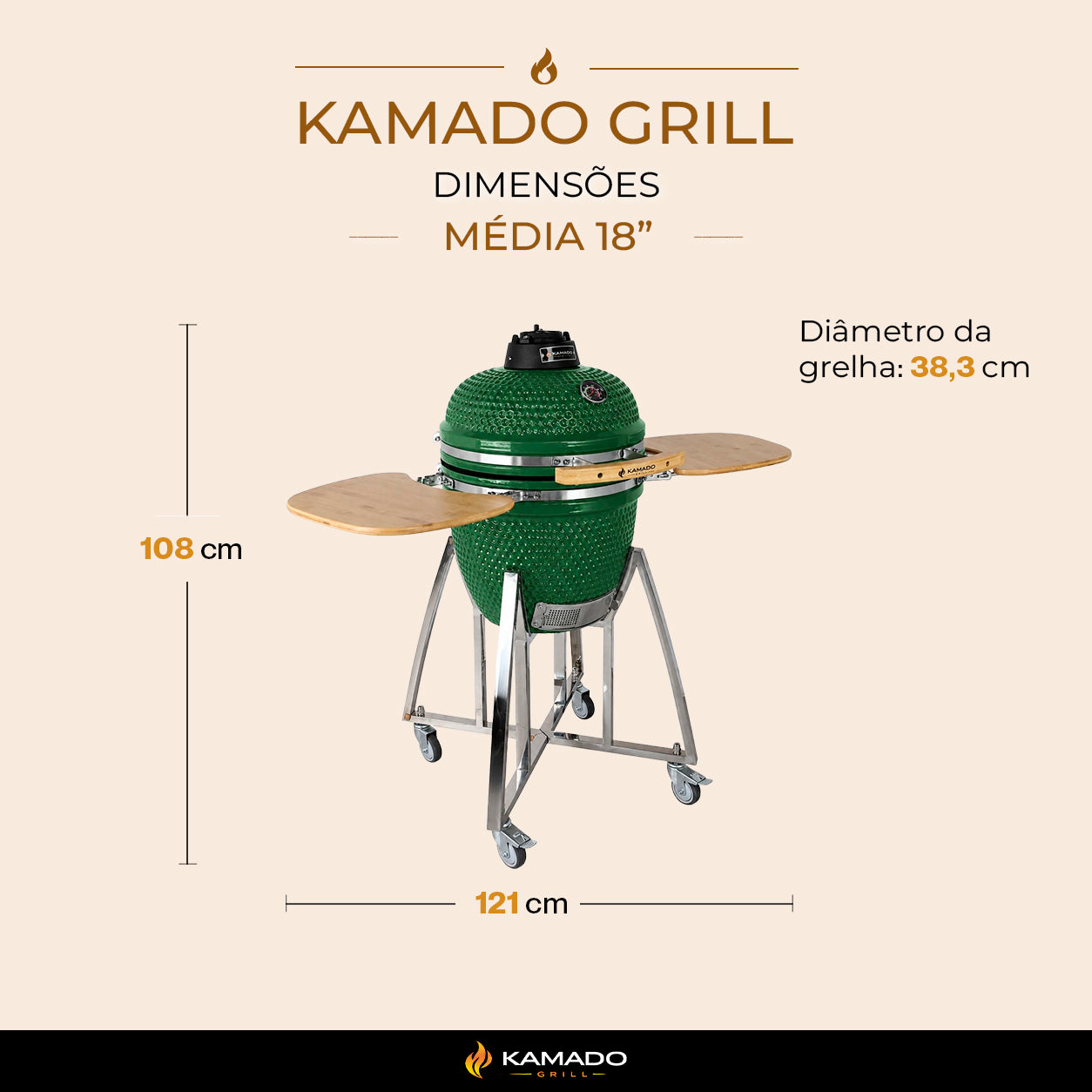 Churrasqueira Kamado Média 18 polegadas - Frete Grátis* - Pronta Entrega