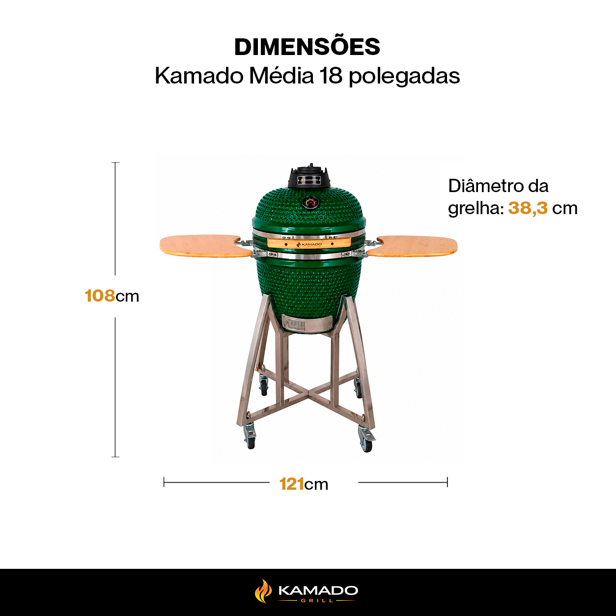 Churrasqueira Kamado Média 18 polegadas - Frete Grátis* - Pronta Entrega