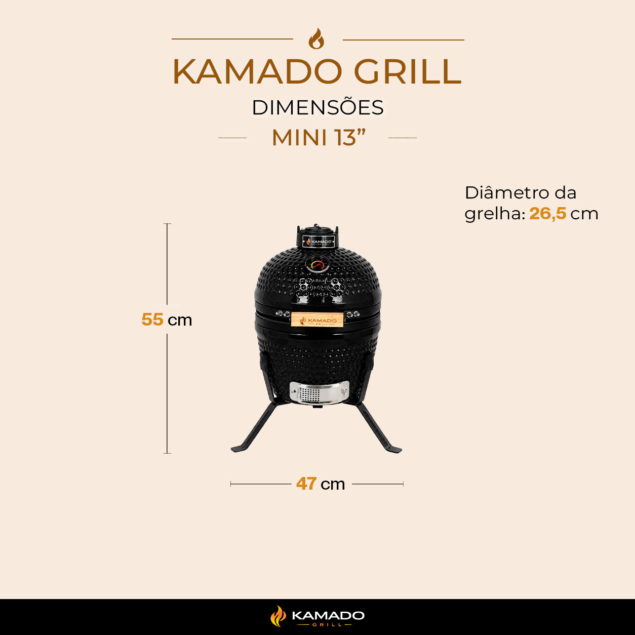 Churrasqueira Kamado Mini 13 polegadas - Frete Grátis* - Pronta Entrega