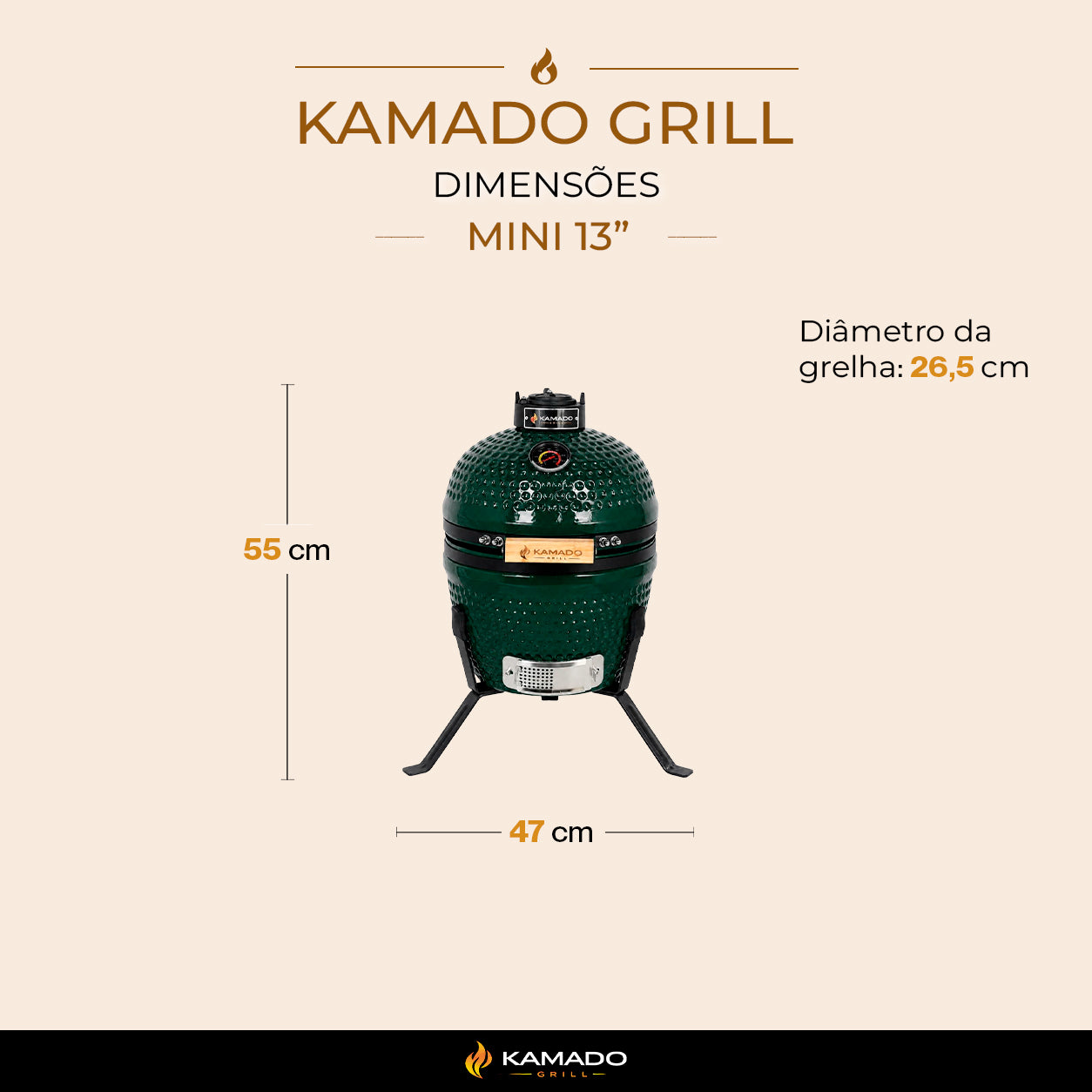 Churrasqueira Kamado Mini 13 polegadas - Frete Grátis* - Pronta Entrega