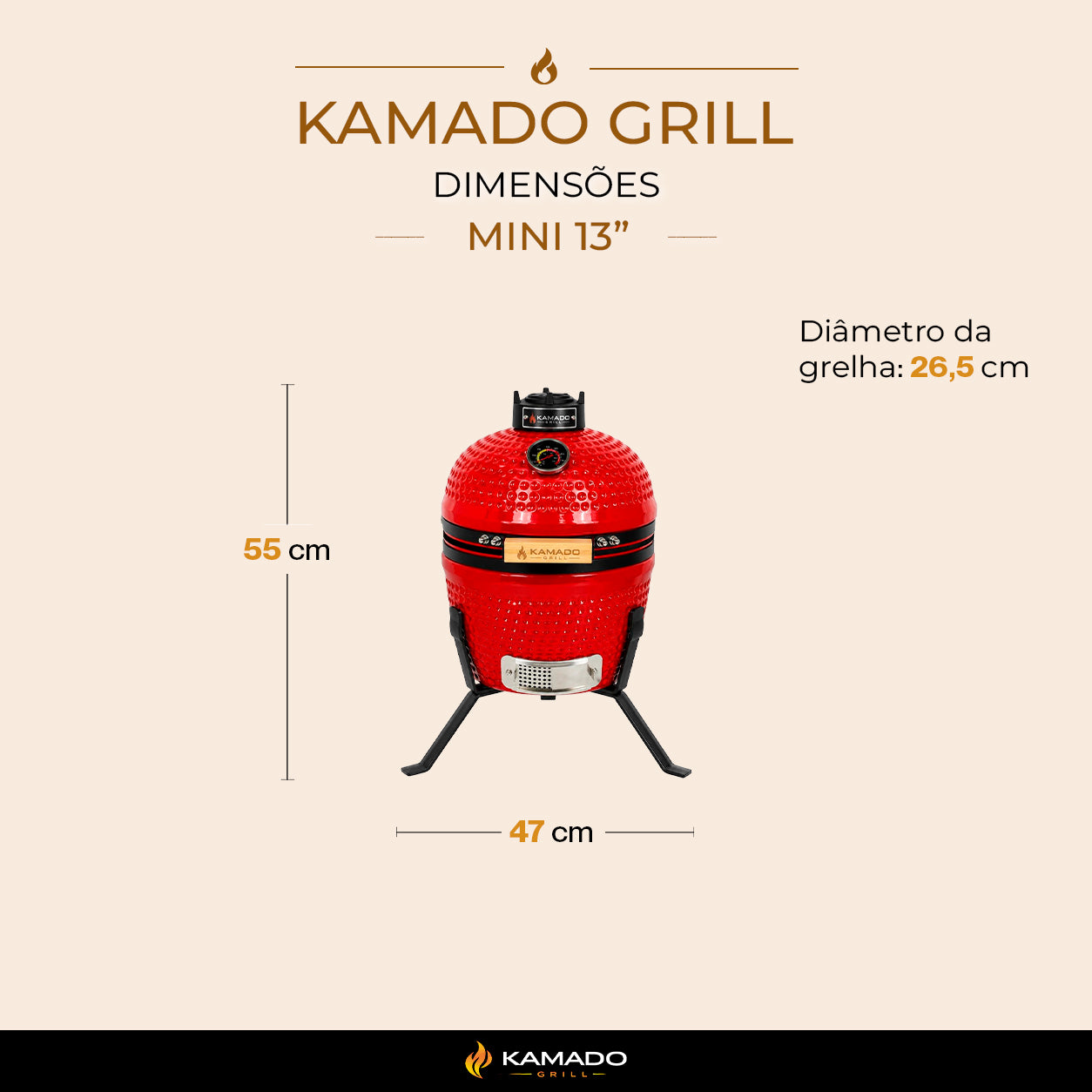 Churrasqueira Kamado Mini 13 polegadas - Frete Grátis* - Pronta Entrega