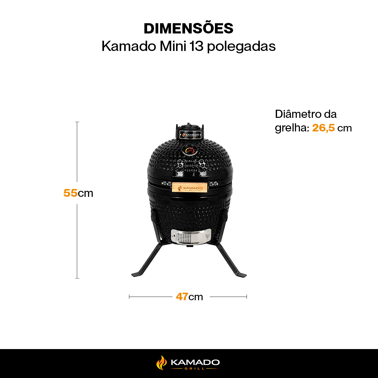 Churrasqueira Kamado Mini 13 polegadas - Frete Grátis* - Pronta Entrega