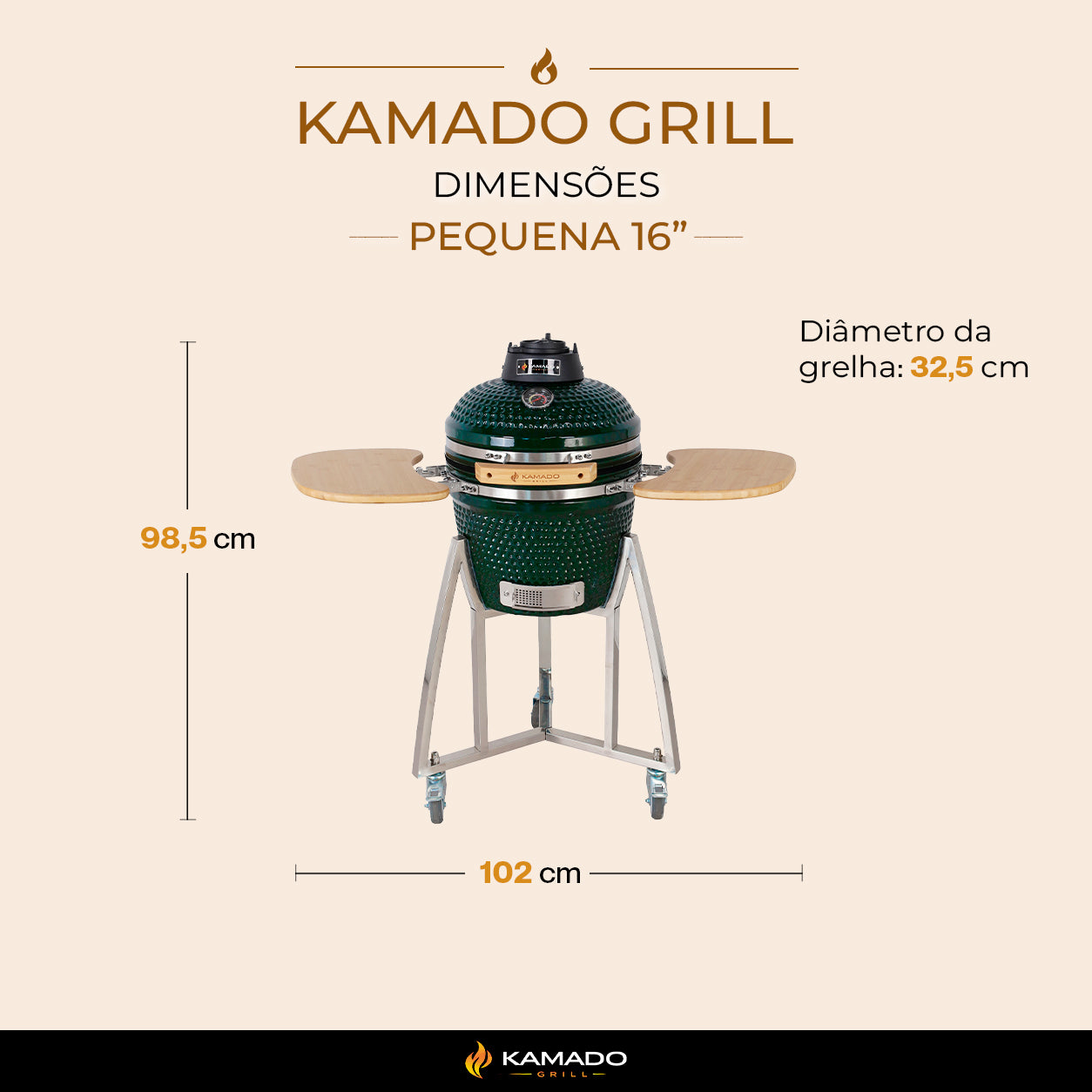 Churrasqueira Kamado Pequena 16 polegadas - Frete Grátis* - Pronta Entrega