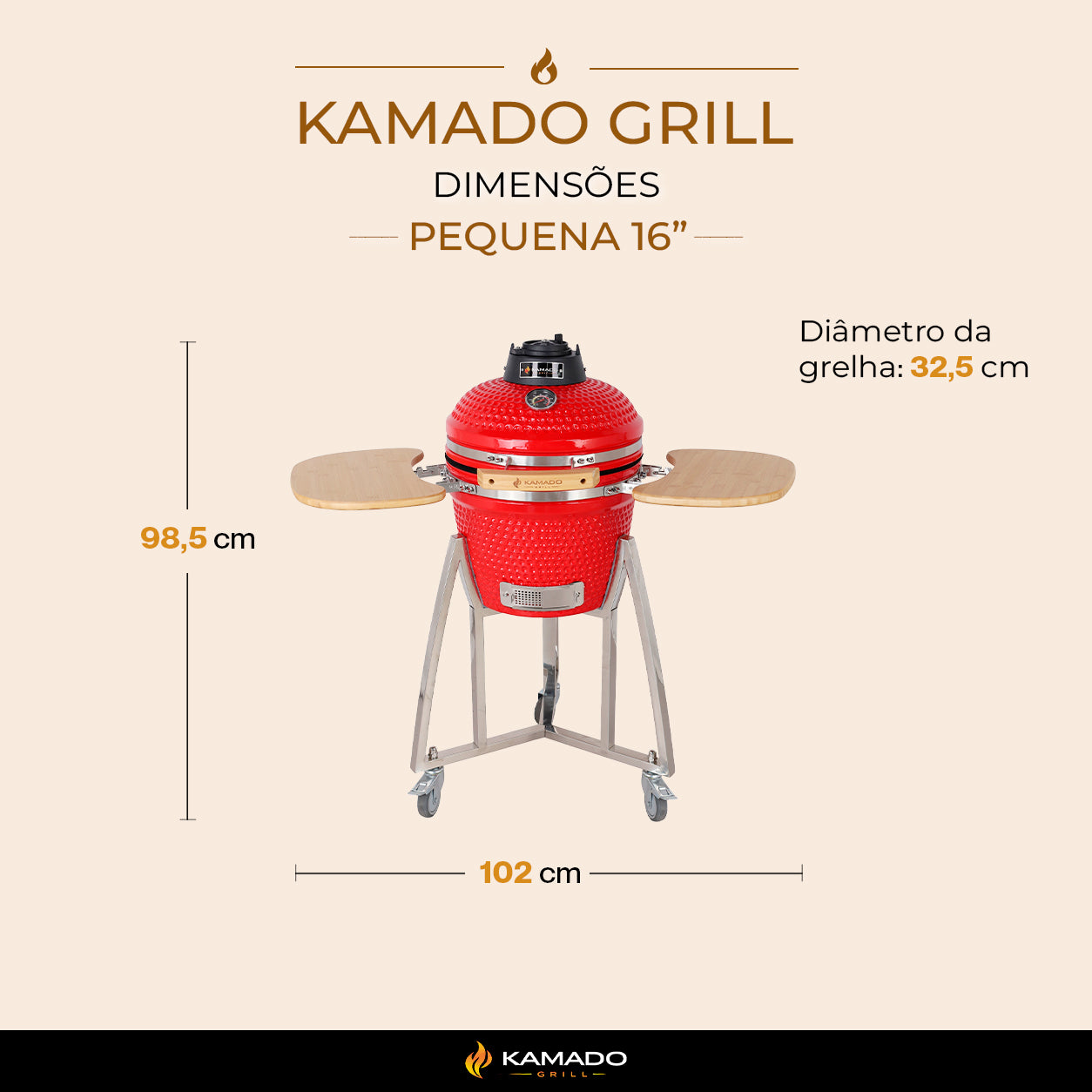 Churrasqueira Kamado Pequena 16 polegadas - Frete Grátis* - Pronta Entrega