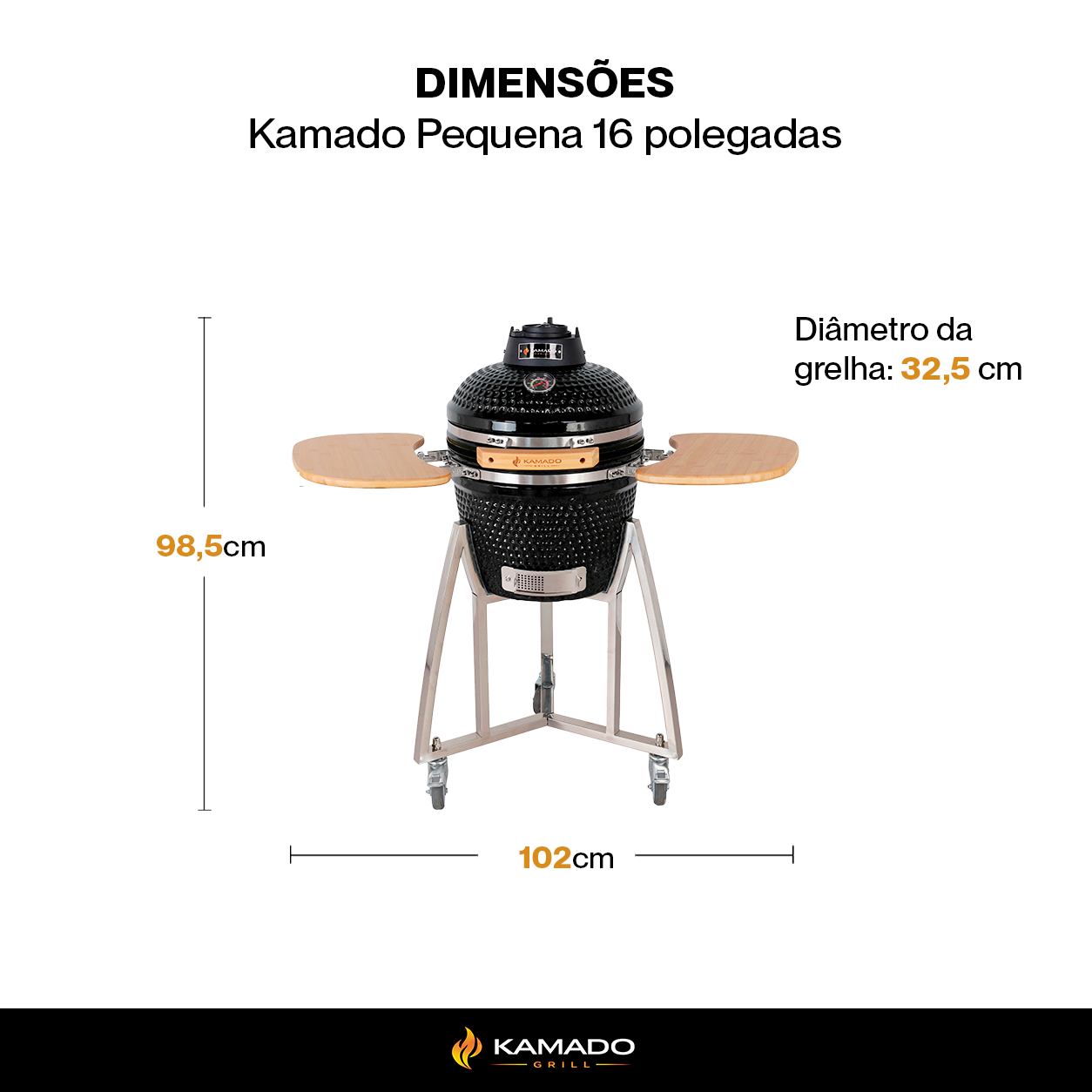 Churrasqueira Kamado Pequena 16 polegadas - Frete Grátis* - Pronta Entrega